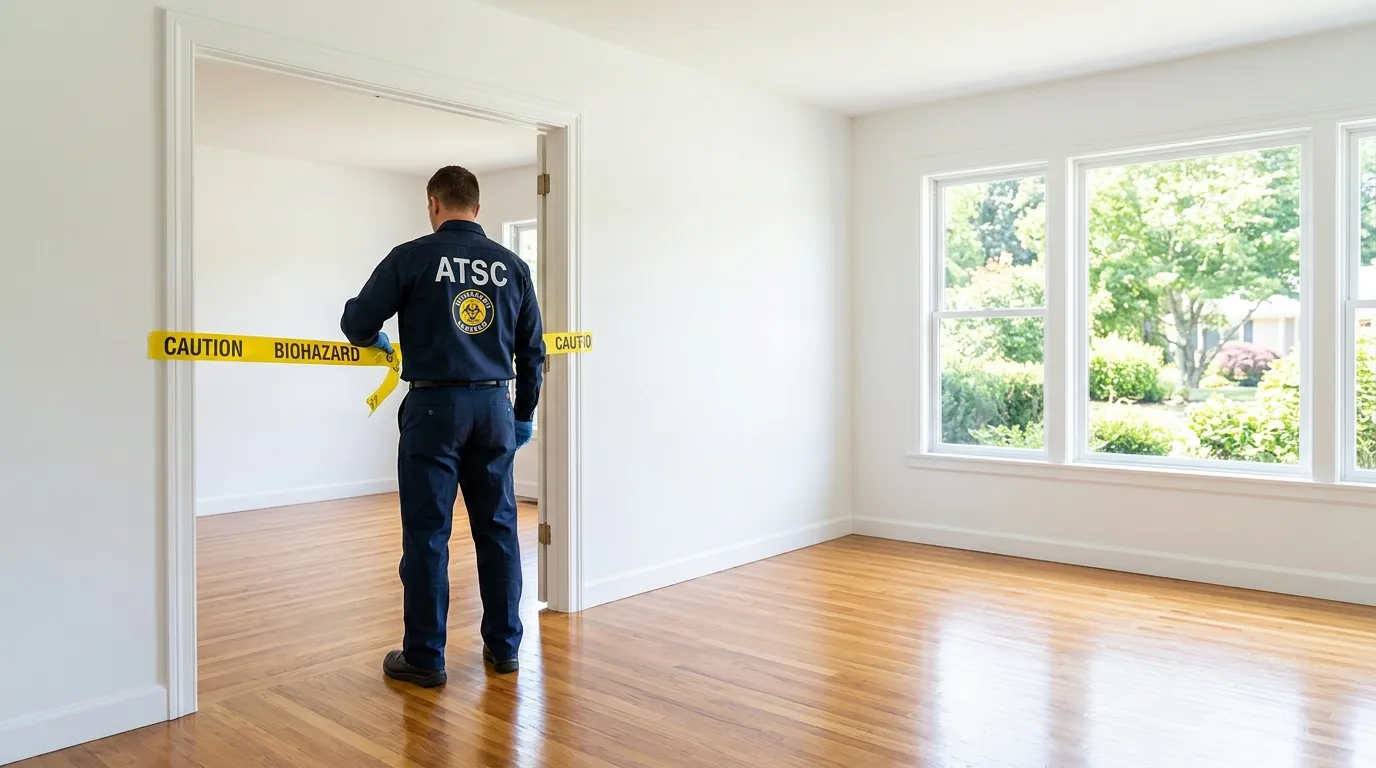 Certified biohazard cleanup crew performing Trauma Scene Cleanup in Colchester